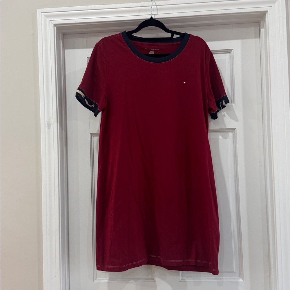 Tommy Hilfiger Dark Red T-Shirt with Dark Blue Trim